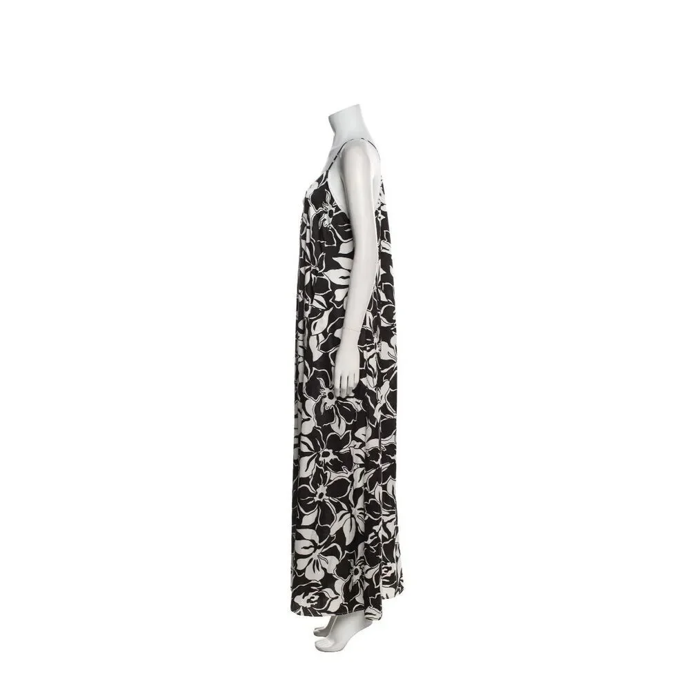 NICOLE MILLER Sleeveless Floral Print Satin Maxi Dress Sz M NWT/001